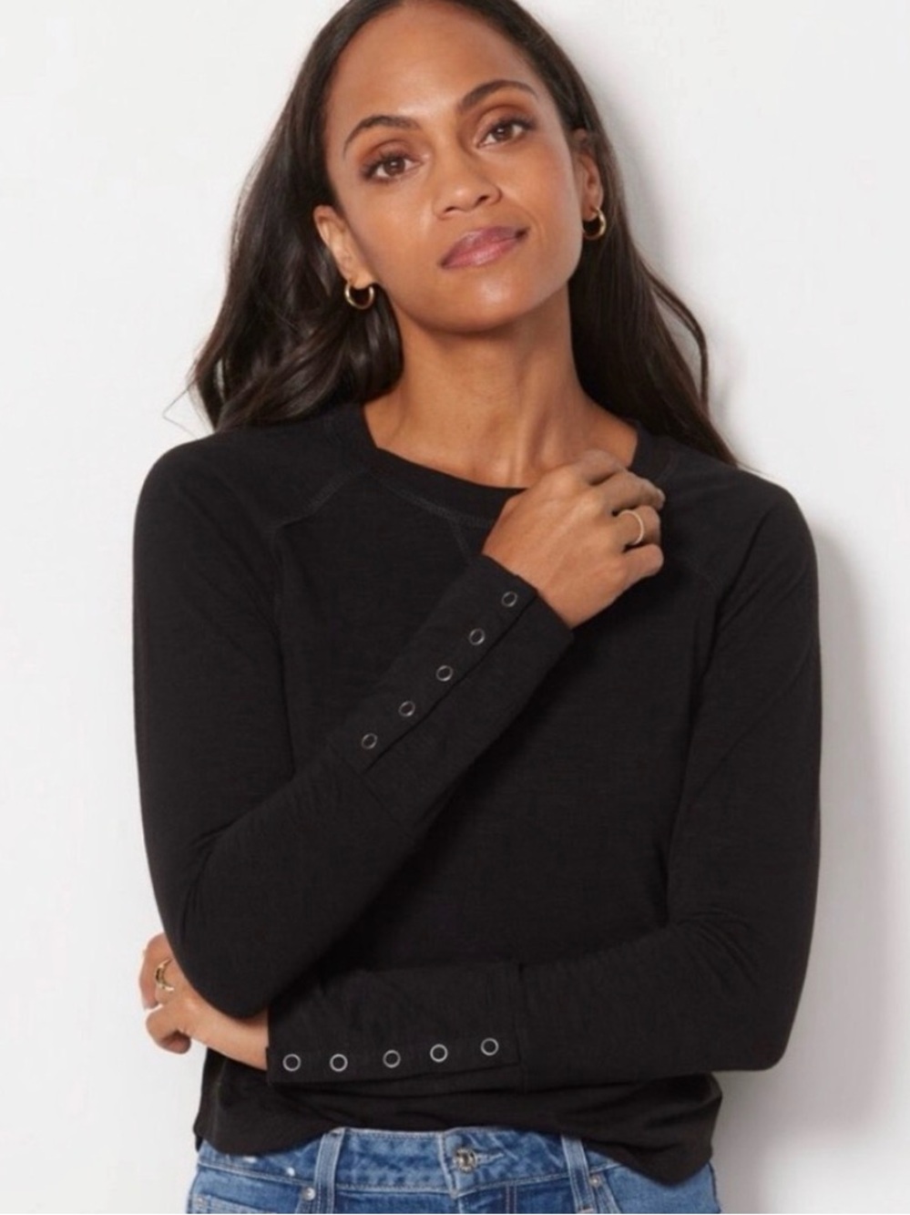 Evereve Soren Snap Cuff Crew Tee
